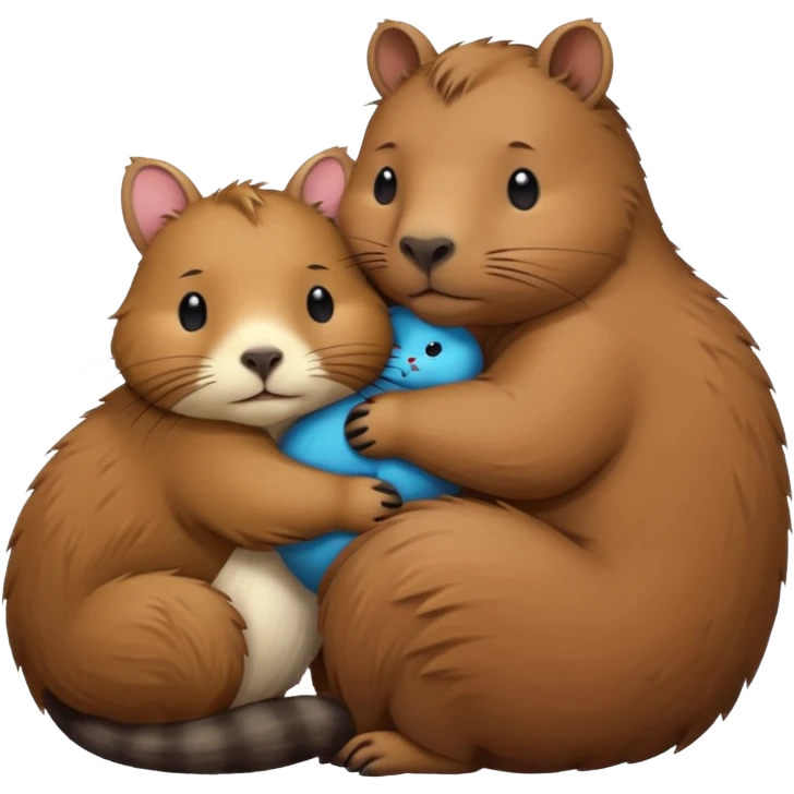 capybara and a cat cudding with each other emoji