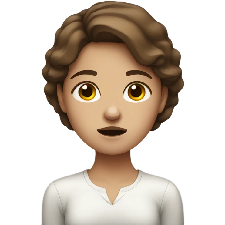 a girl with brown hair who lies and cries from fatigue emoji