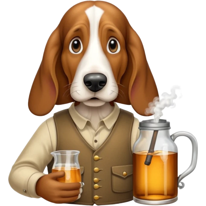 hillbilly basset hound with moonshine and a gun emoji