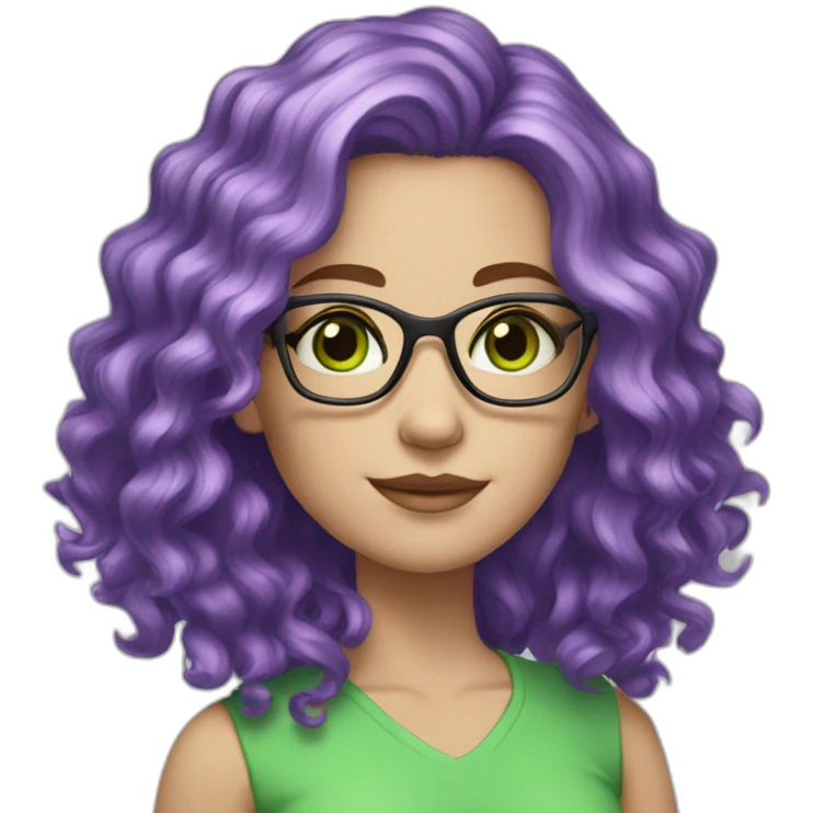 white-girl-purple-wavy-hair-green-eyes-square-glasses emoji