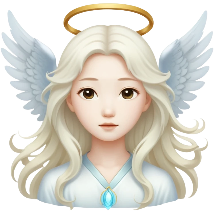 Asian angel with flowing hair emoji
