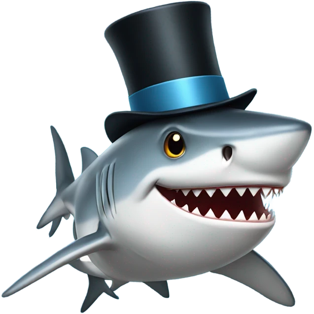 Shark with a top hat emoji