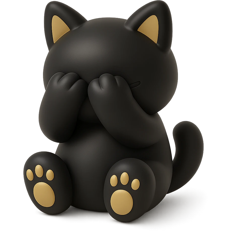cat covering its face with its paws, balloon style emoji