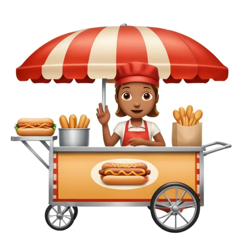 hotdog seller in New York with cart emoji