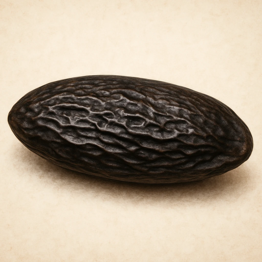 realistic illustration of a tonka bean emoji