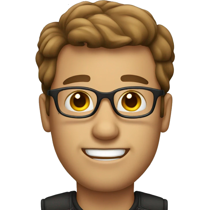 Winking man with glasses and brown hair emoji