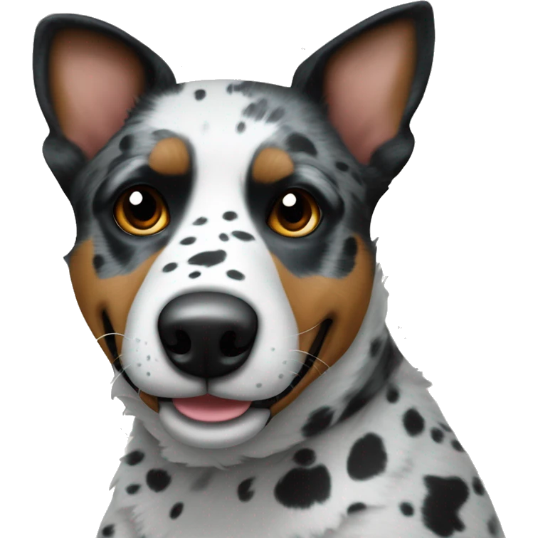 A white and black polka dotted blue heeler dog  emoji