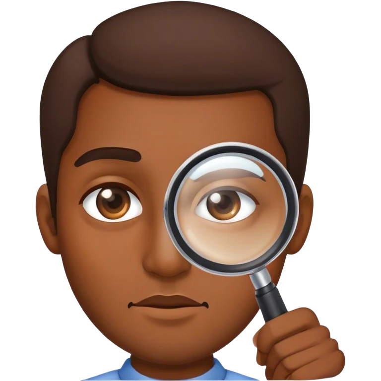 man looks through a magnifying glass emoji