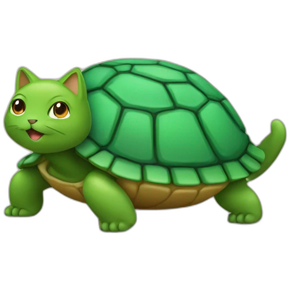 Un chat sur une tortue emoji