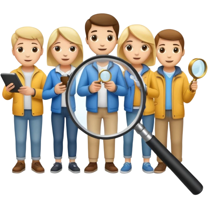 many \white people, searching, hobbies, interests, magnifying glass, users, explore, activities, find, discovery, passion, pursuit emoji