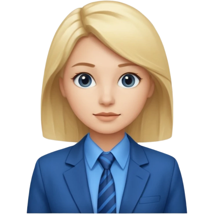 une femme blonde jolie avec une chemise et une veste et cravate bleu emoji
