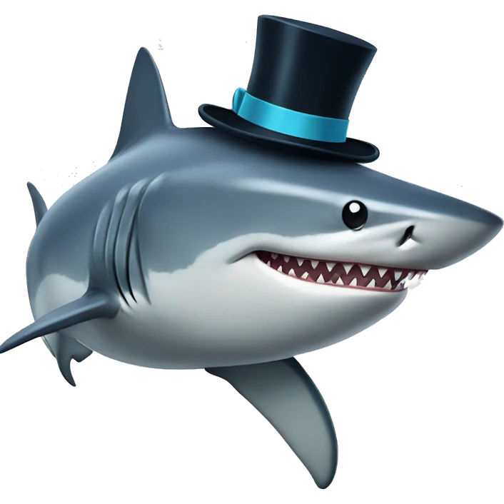Shark with a top hat emoji