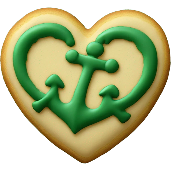 cookie heart with dark green anchor emoji