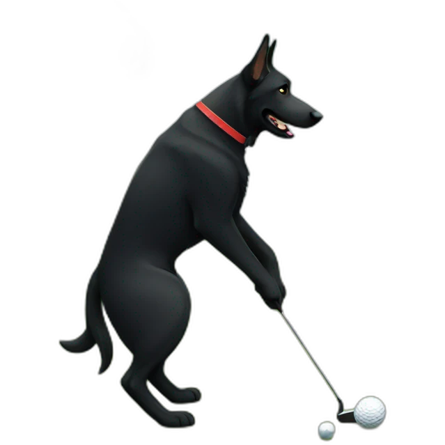 Black German shepherd golfing emoji