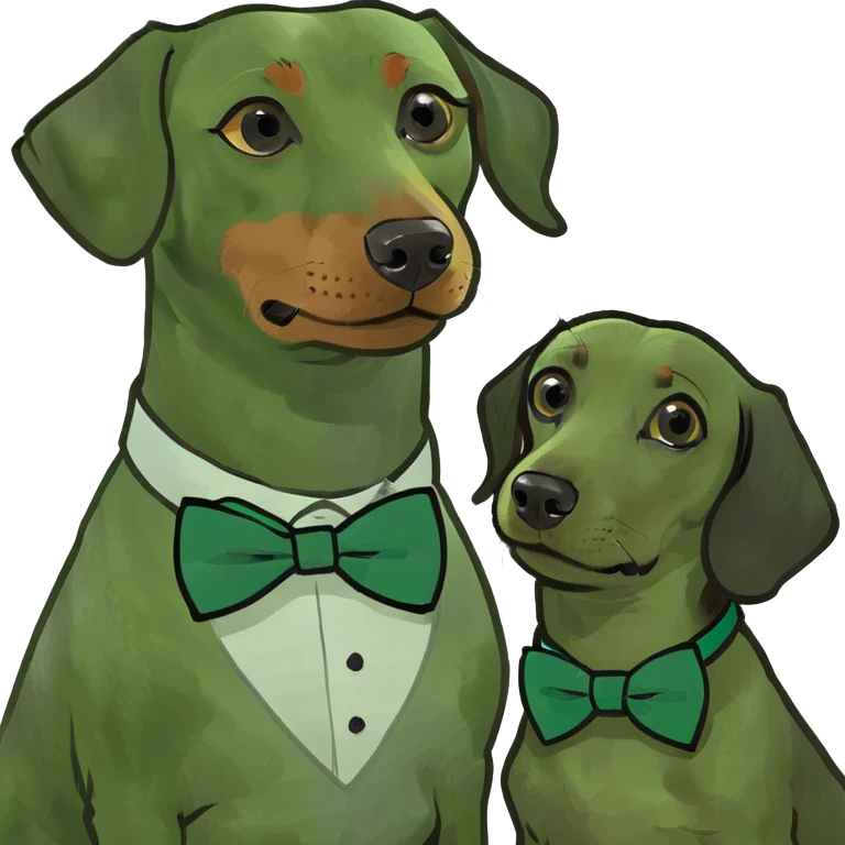 Brown Mini dachshund with black Labrador  emoji