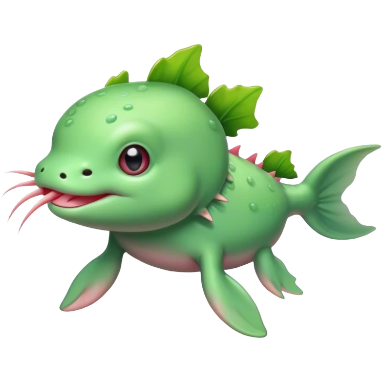 Green axolotl cute emoji