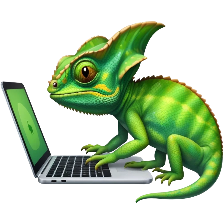 chameleon typing on laptop emoji