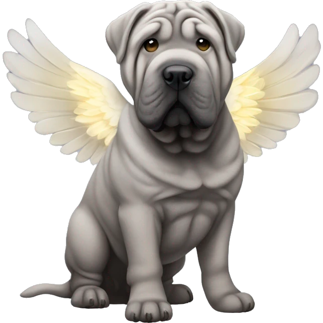 Grey Shar Pei with angel wings emoji