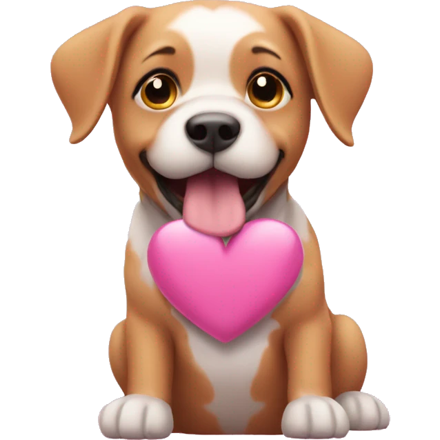 pink hart with dog emoji