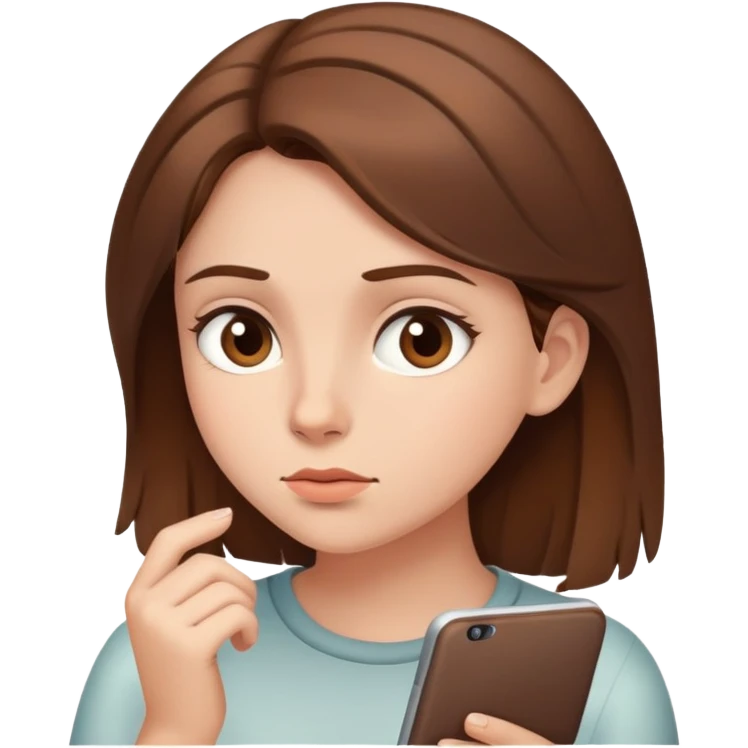 brown haired girl thinking emoji