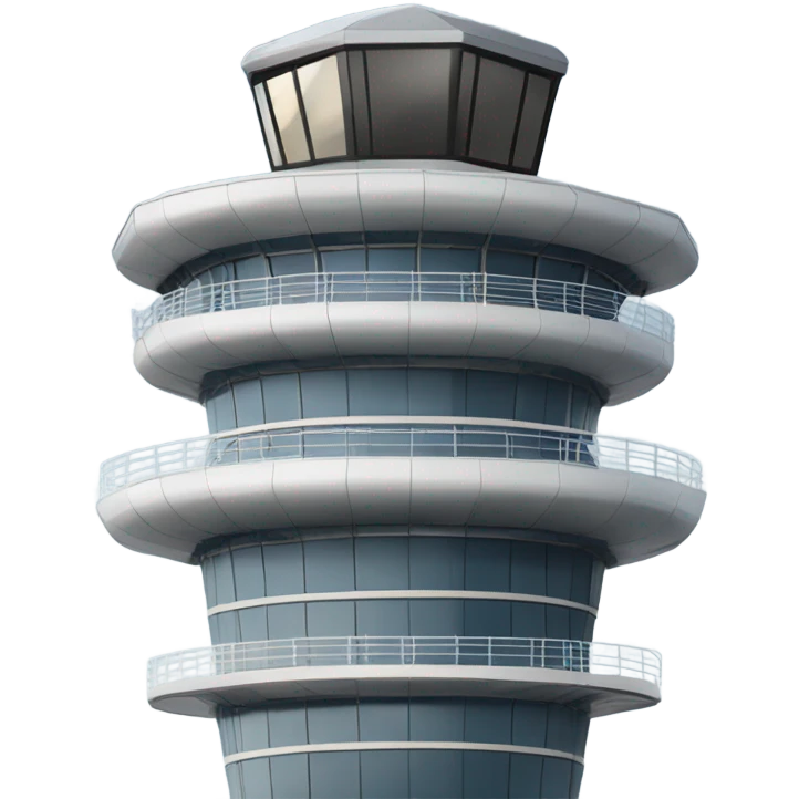 air traffic control tower, full size, modern, realistic emoji