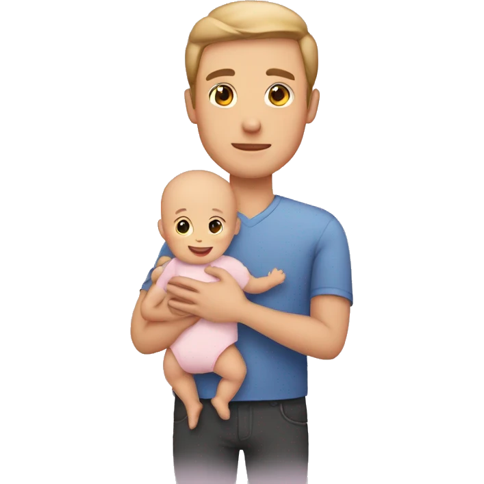 Fair skinned man holding baby in arm emoji