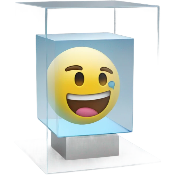 abs inside a glass cube on a stand emoji