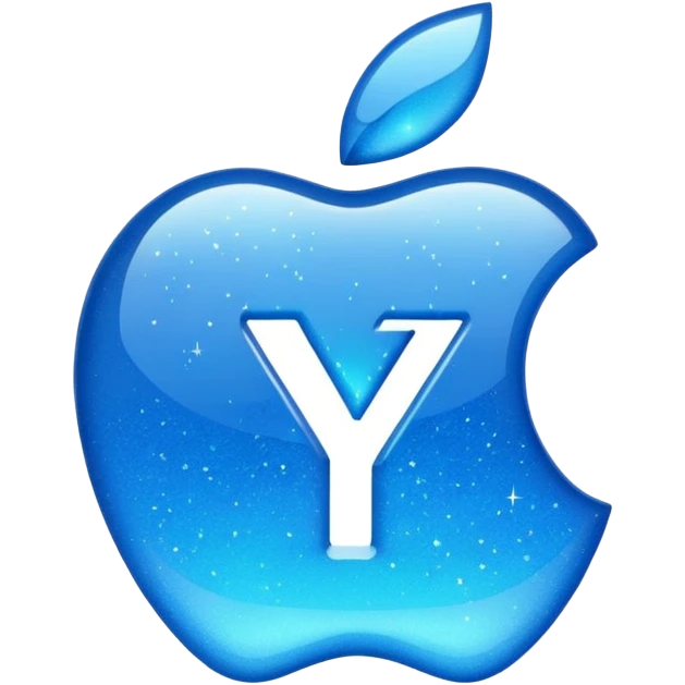 Add a sparkle effect to the blue yuan sign emoji, apple emoji style, no text, just the symbol. emoji