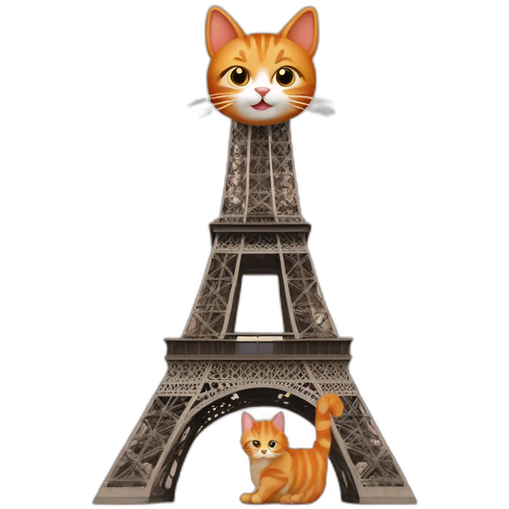 Ginger cat on Eiffel tower emoji