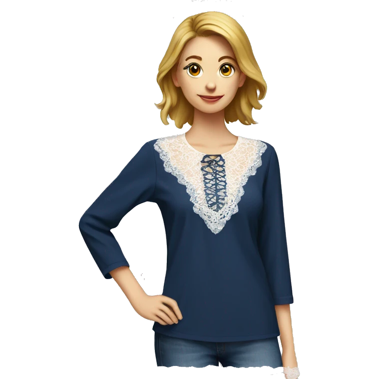 Navy blue top with lace emoji