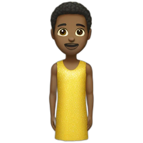 Black man in yellow sequin dress emoji