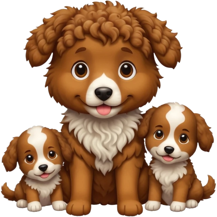 curly dog with its puppies emoji