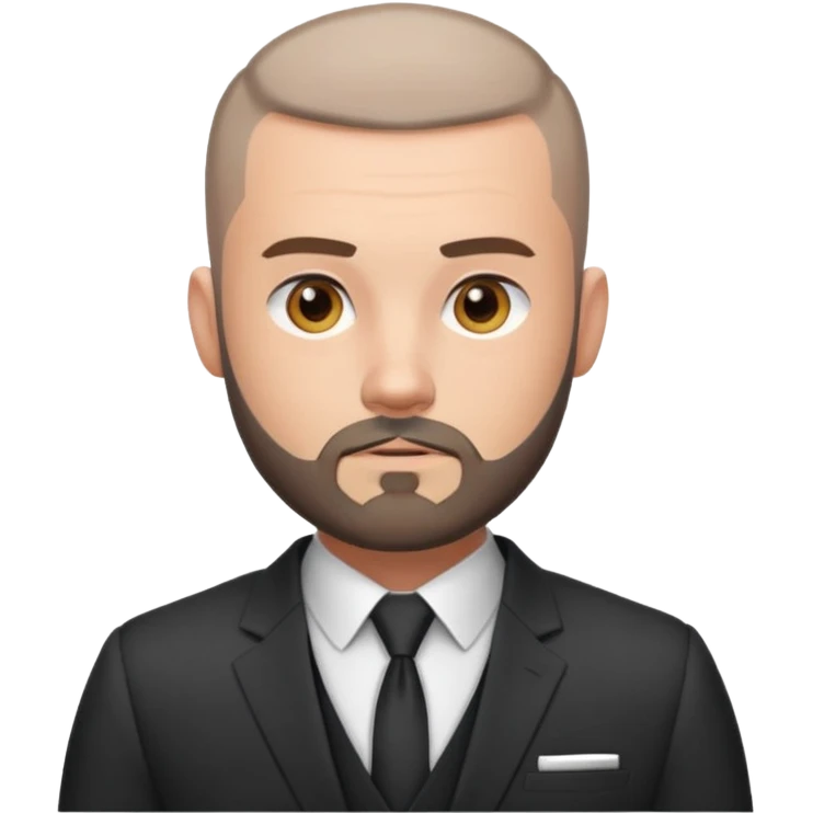 Fit adult man, white, with buzzcut, with nice beard, wearing suit emoji