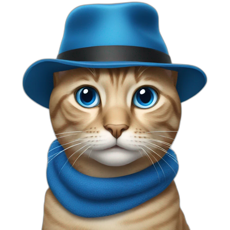 cat with a hat and blue eyes emoji