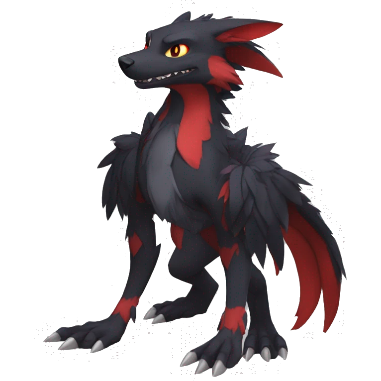 Anthro cool black red nargacuga sergal animal hybrid Fakemon full body emoji