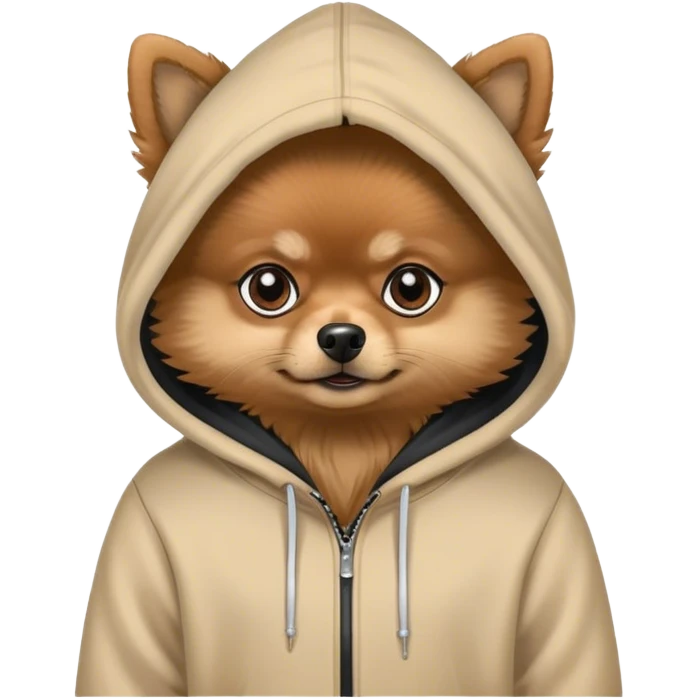 black and brown pomeranian with hoodie emoji