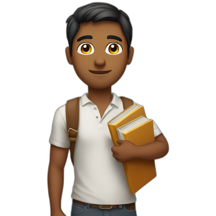 Indian 22 yr old man with books emoji