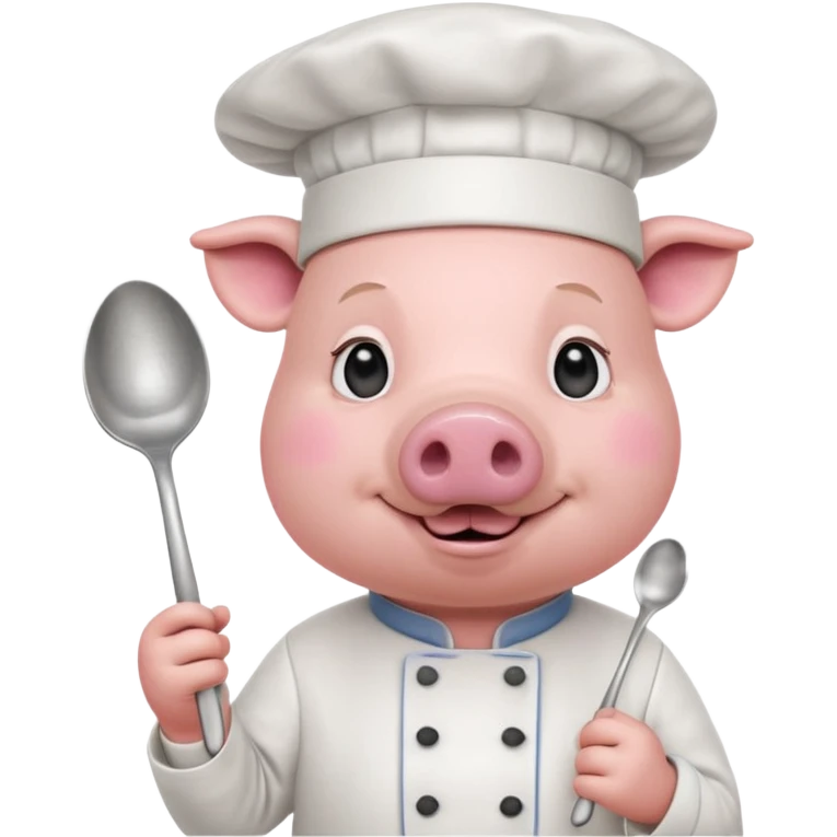 Chef Pig – pig wearing white chef hat holding spoon emoji