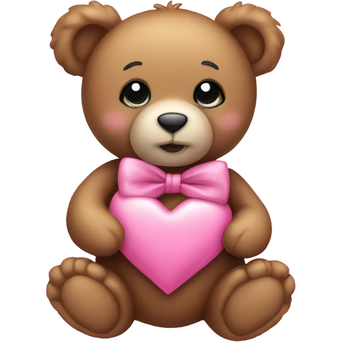 Teddy bear with a pink heart and bow  emoji