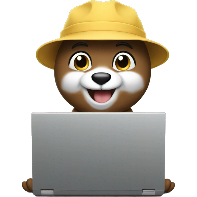 happy gophers working on laptop emoji