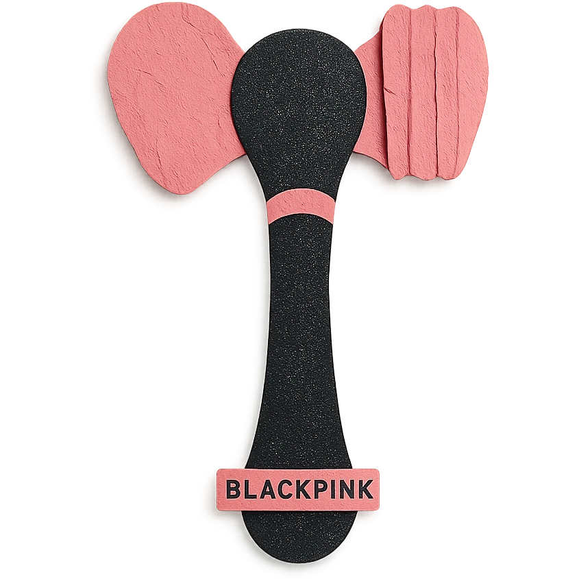 BLACKPINK-inspired object, black and pink colors, creative and textured paper art emoji