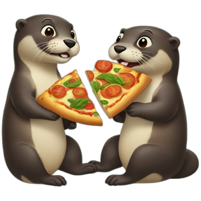Two Otter eat veggie pizza emoji