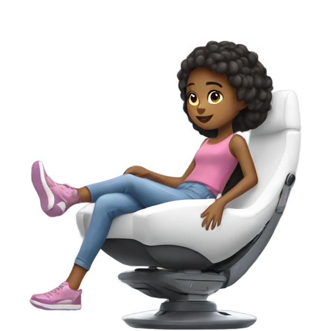 Girl sitting in sleek hoverchair of the future  emoji