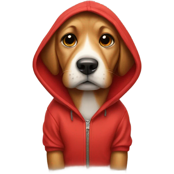 Dog wearing red hoodie  emoji