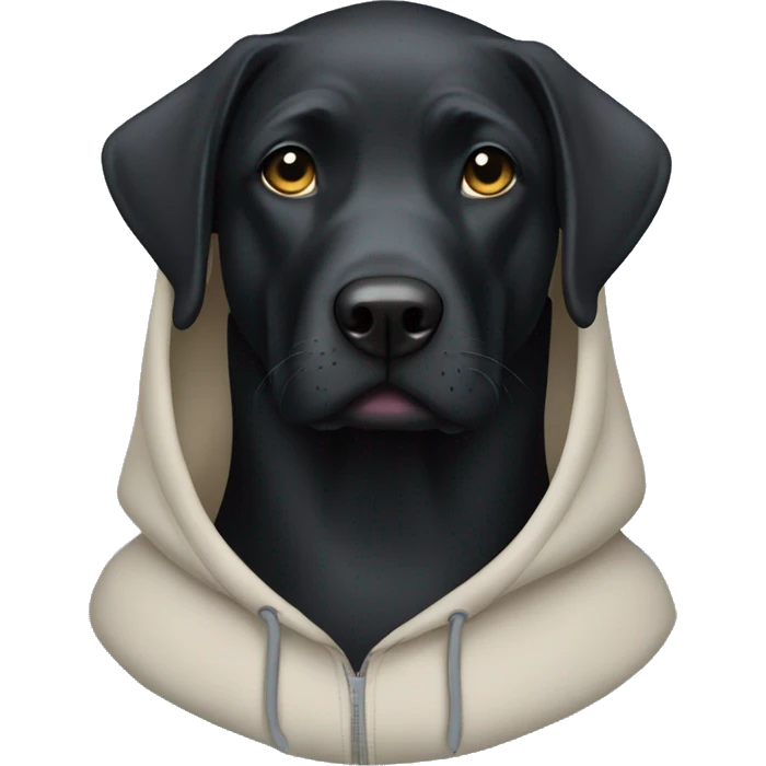 Black lab wearing a hoodie  emoji