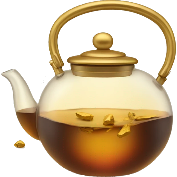 glass tea kettle with gold tea emoji