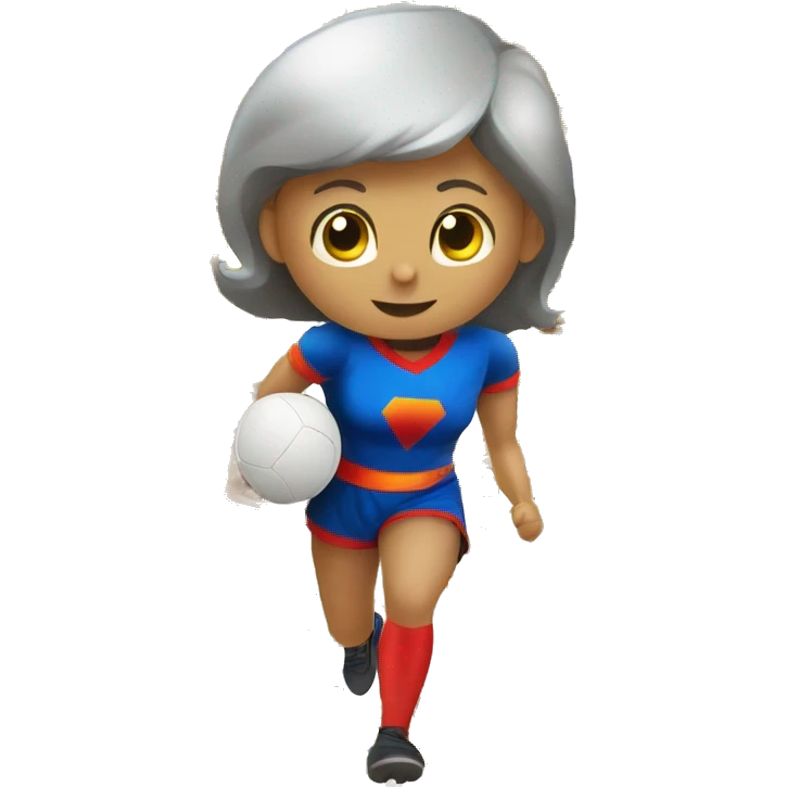Pelota gigante y una chica encima de la pelota haciendo de supermán  emoji