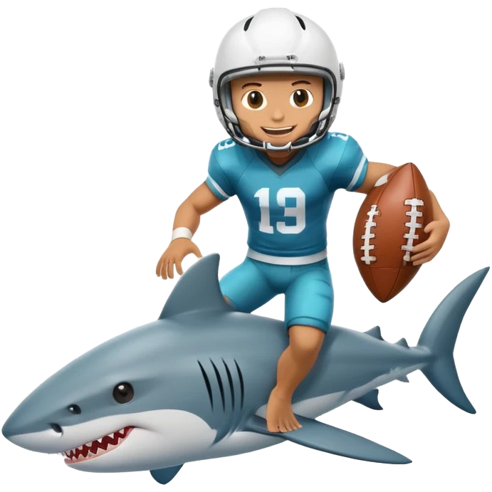 A football player riding a shark emoji