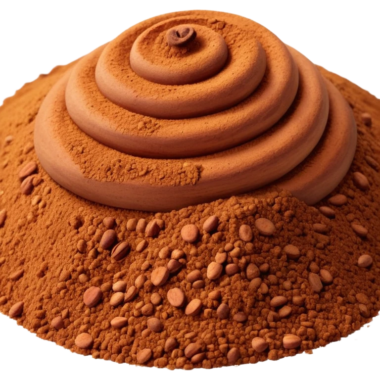 small mound or soft scatter of fine, light brown to beige-green powder with smooth matte texture and delicate speckling, slightly uneven surface, freshly ground spice, apple emoji style, soft lighting, subtle shadows, transparent background, emoji scale emoji