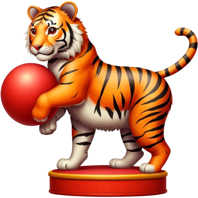 Vintage circus tiger on ball emoji